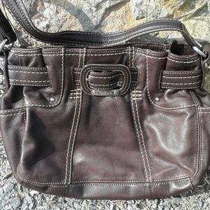 Tignanello leather shoulder bag w buckle